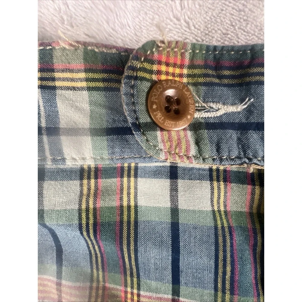 Polo Ralph Lauren Reversible Shorts Mens Size 52 Multicolor Plaid Khaki Cotton